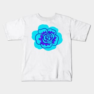 blue rose flower illustration Kids T-Shirt